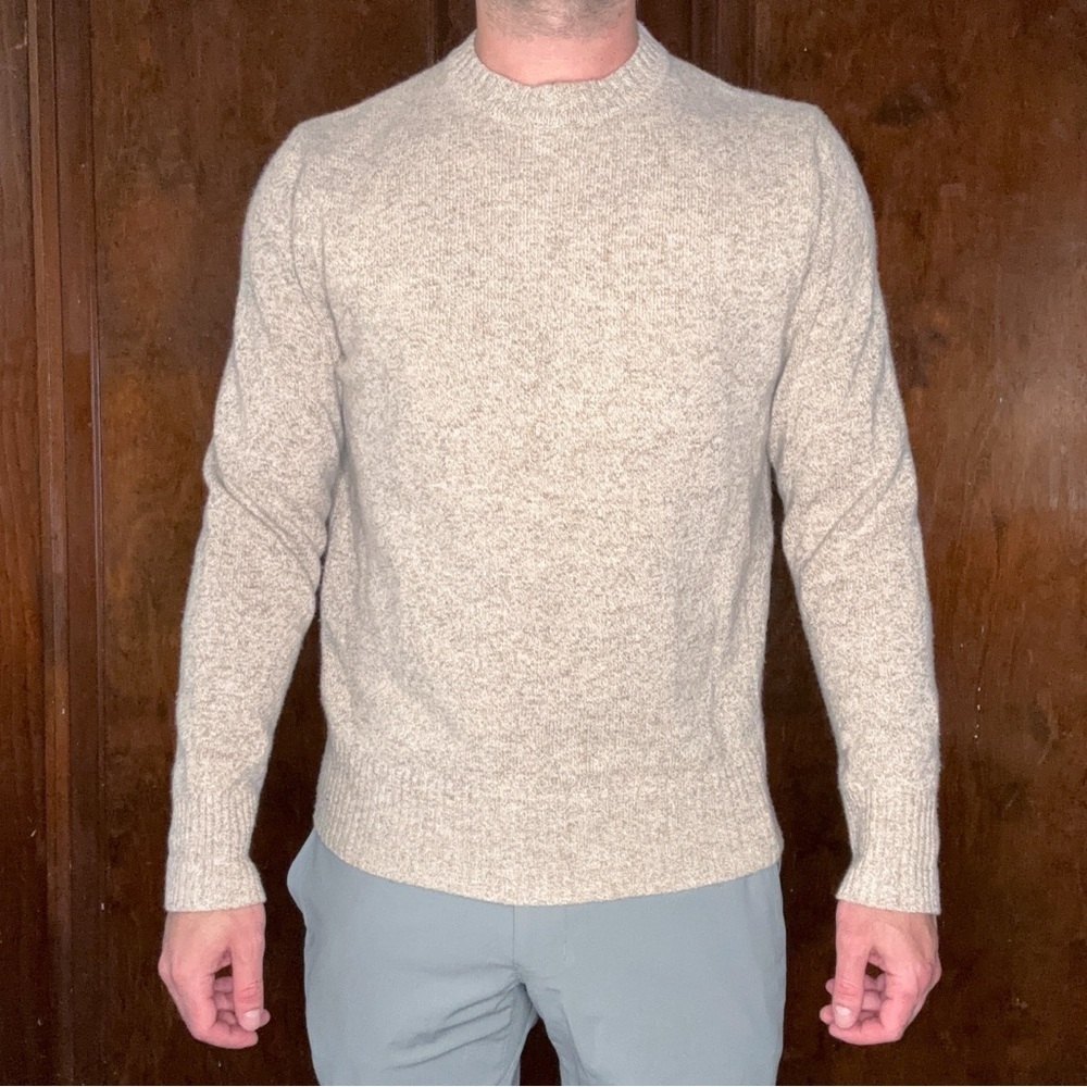 J. Crew Men's Heathered Cream Crewneck Sweater